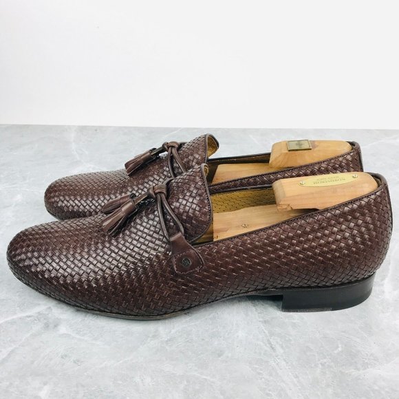 Mezlan Turing Mens size 9.5 M Loafers‎ Brown woven basket tassels dress loafers
